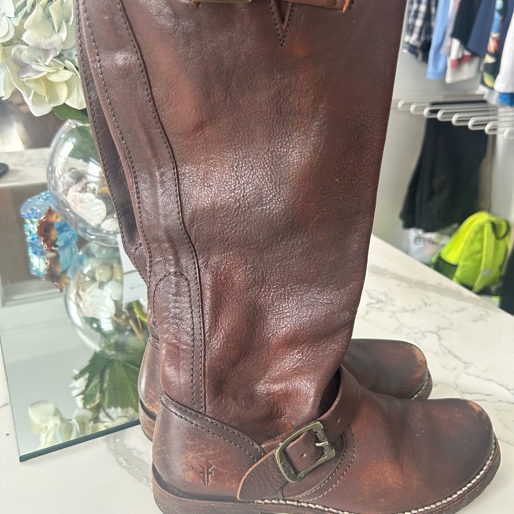 Frye Veronica Slouch Brown like new  Leather Mid-Calf Boots Size 7B